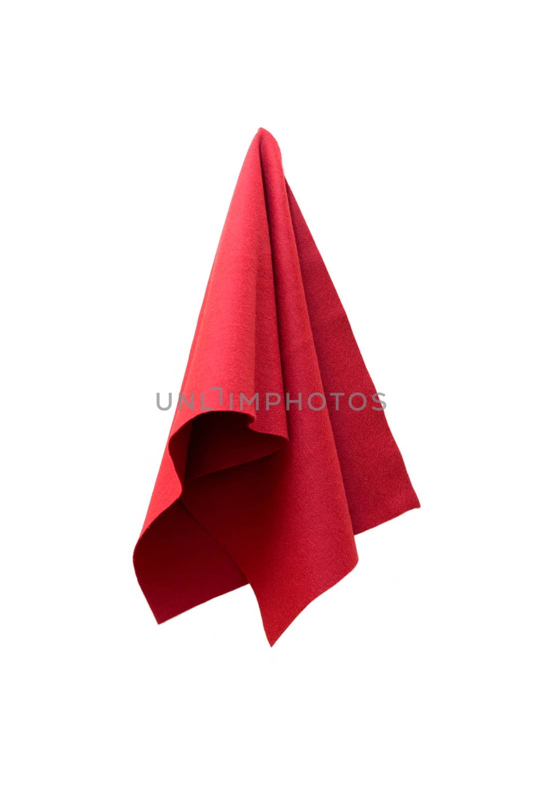 a piece of red cloth on a white background