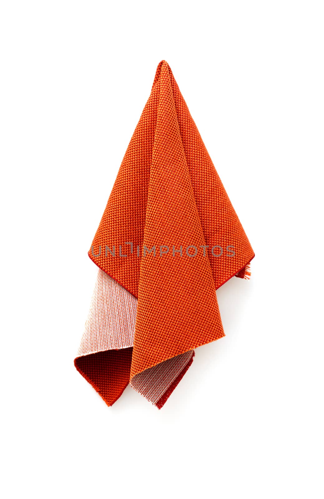 a piece of red cloth on a white background