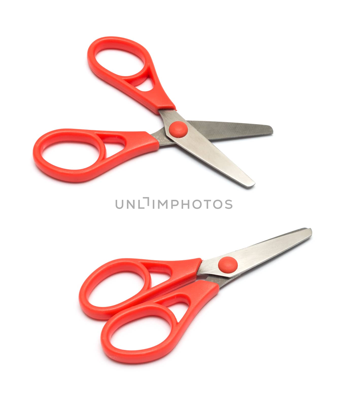 Red scissors. Object is isolated on white background
