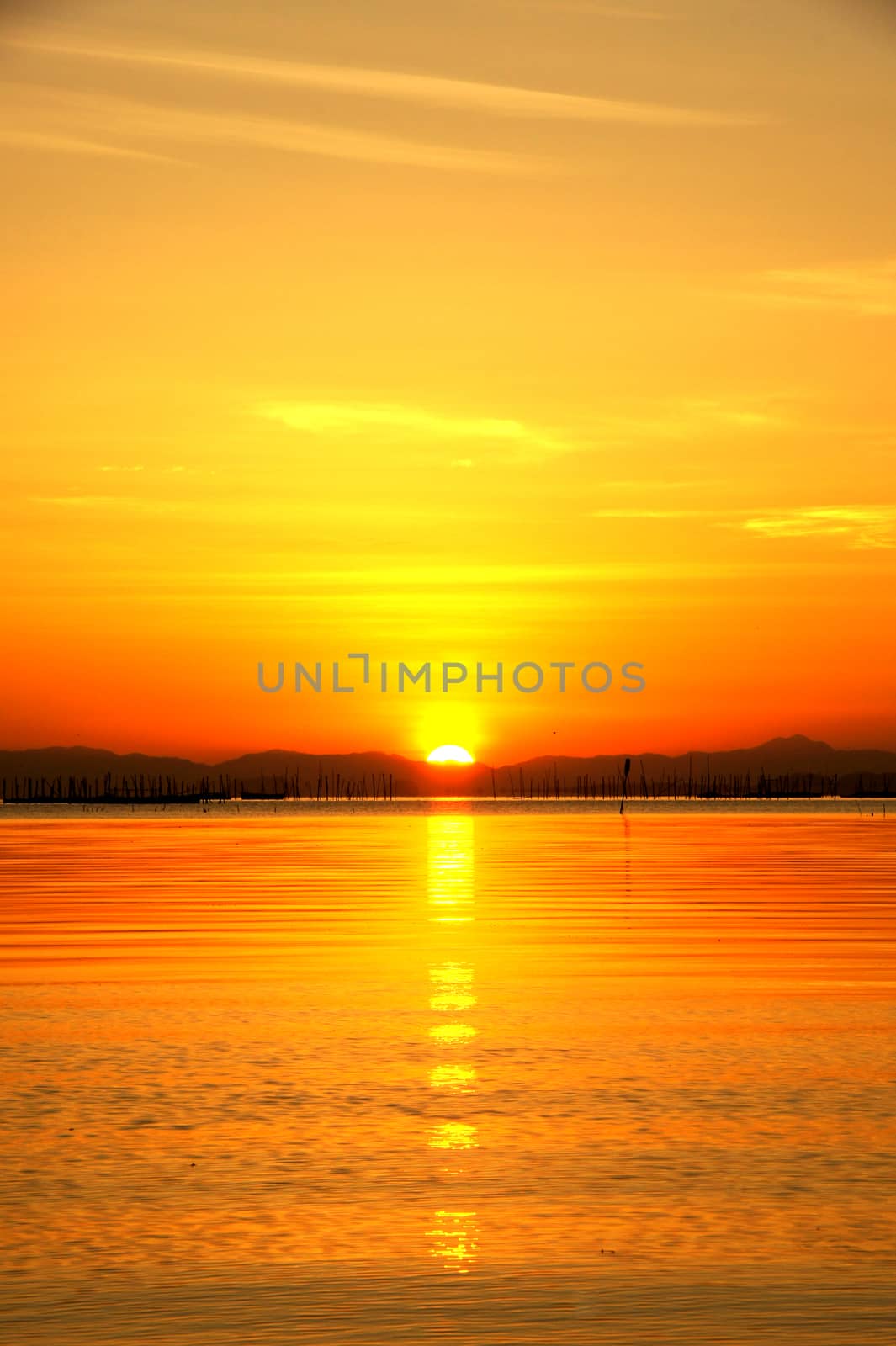 sunset sky at the lake in south of Thailand