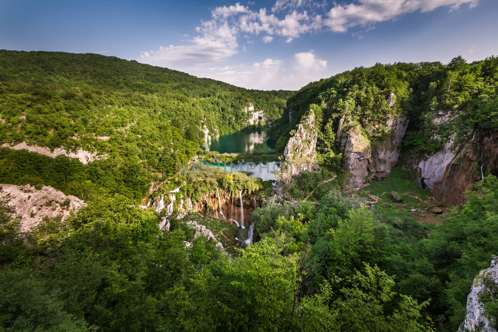 Aerial View on Waterfalls in Plitvice National Park, Donja Jezer by anshar