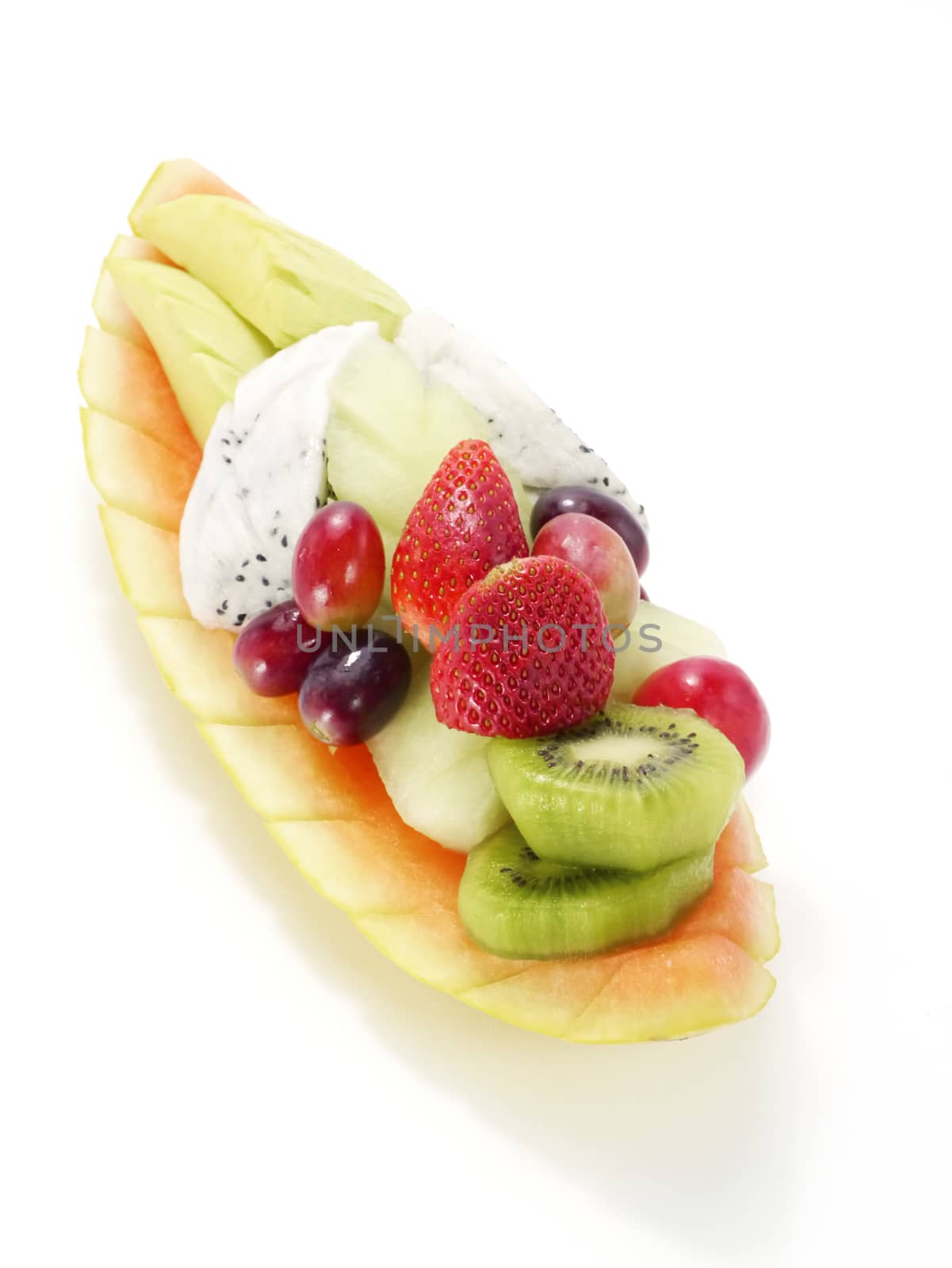 Mixed Fruits isolated on a white background.