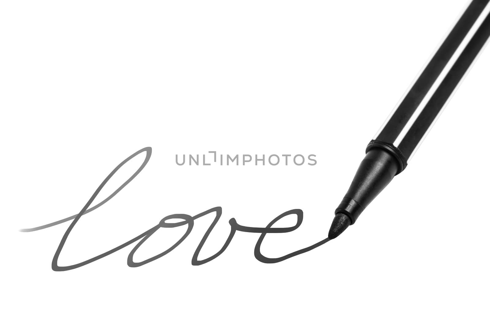 Picture of a pencil writing the word "love"