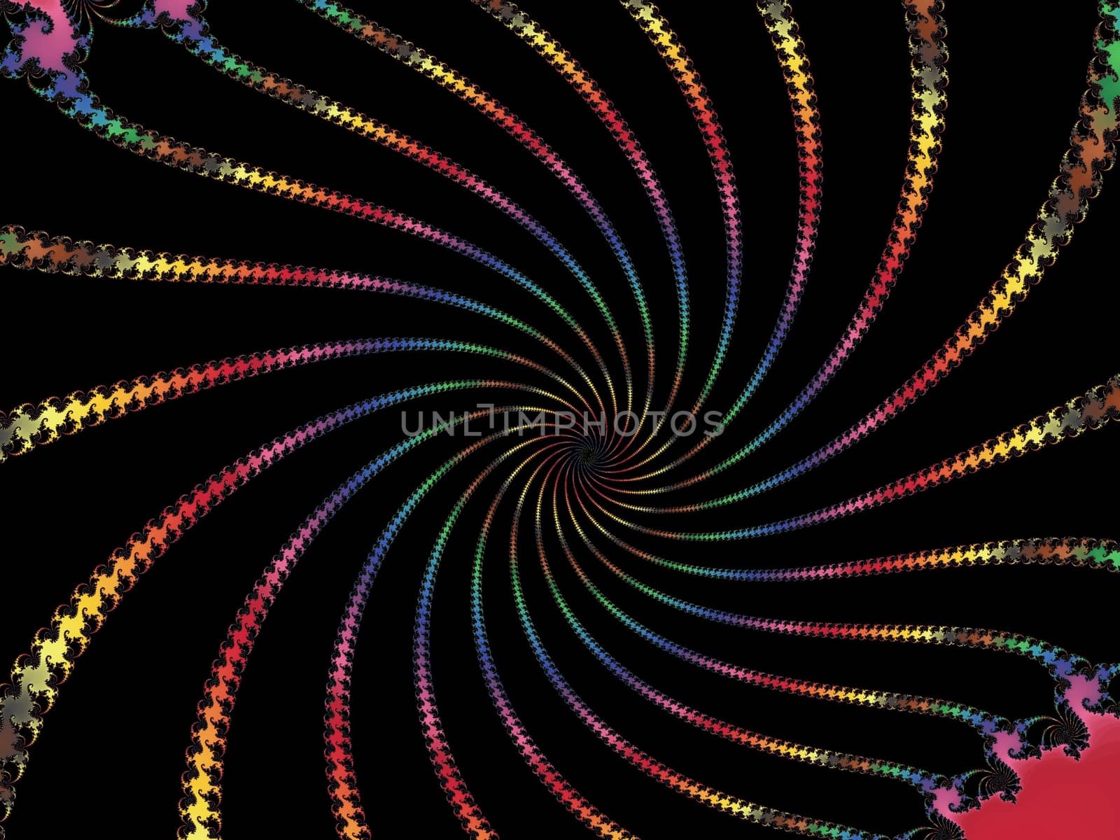 Digital computer graphic - renderi. Patterned fractal spiral in a dark colors for design.