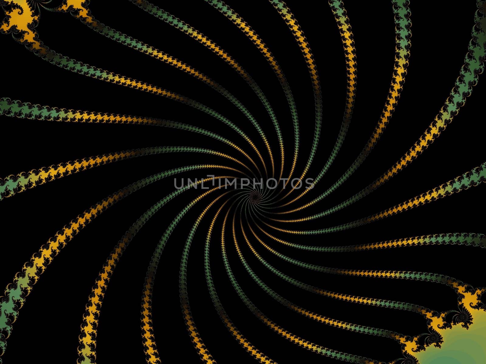 Digital computer graphic - renderi. Patterned fractal spiral in a dark colors for design.