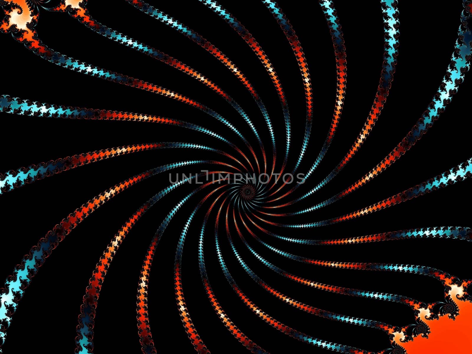 Digital computer graphic - renderi. Patterned fractal spiral in a dark colors for design.