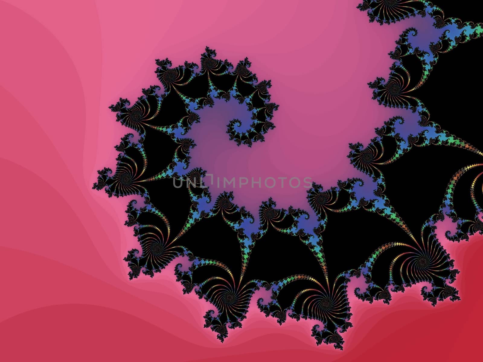 Digital computer graphic - renderi. Patterned fractal spiral in a purple colors for design.