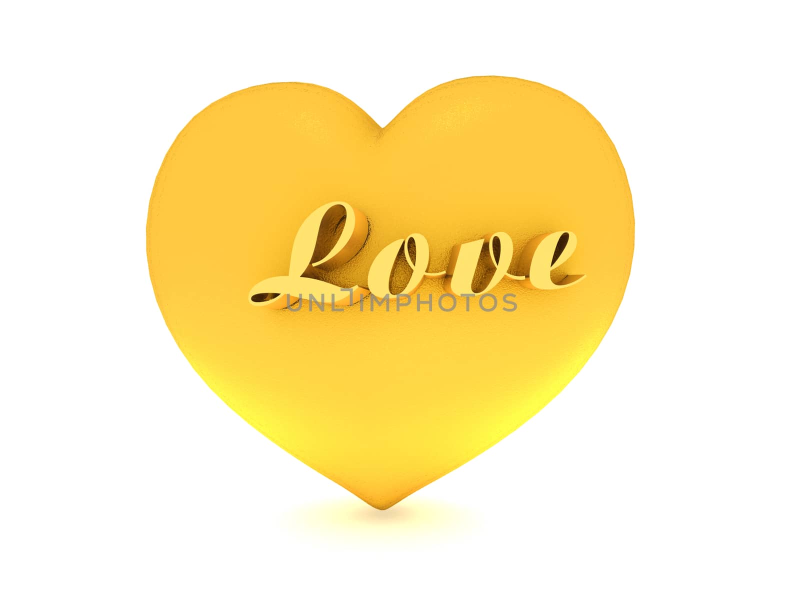 golden heart with golden inscription of love on the valentine theme
