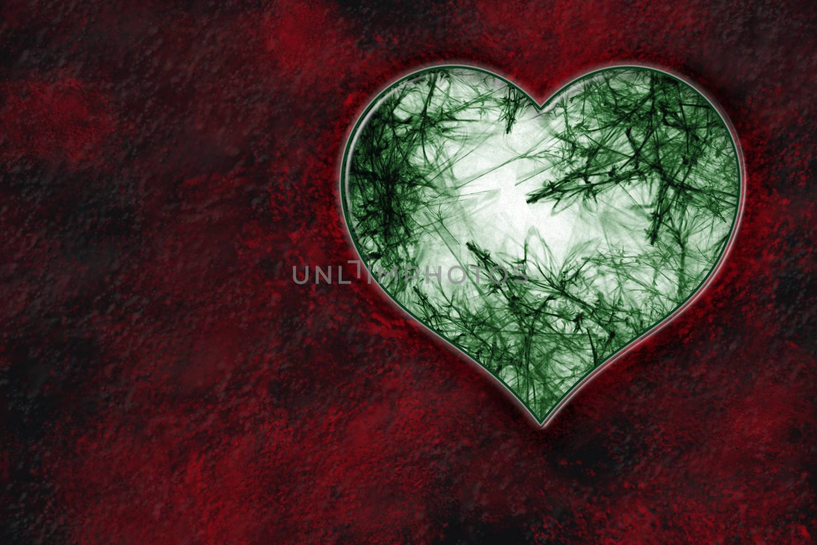 heart with green decoration inside by enlife