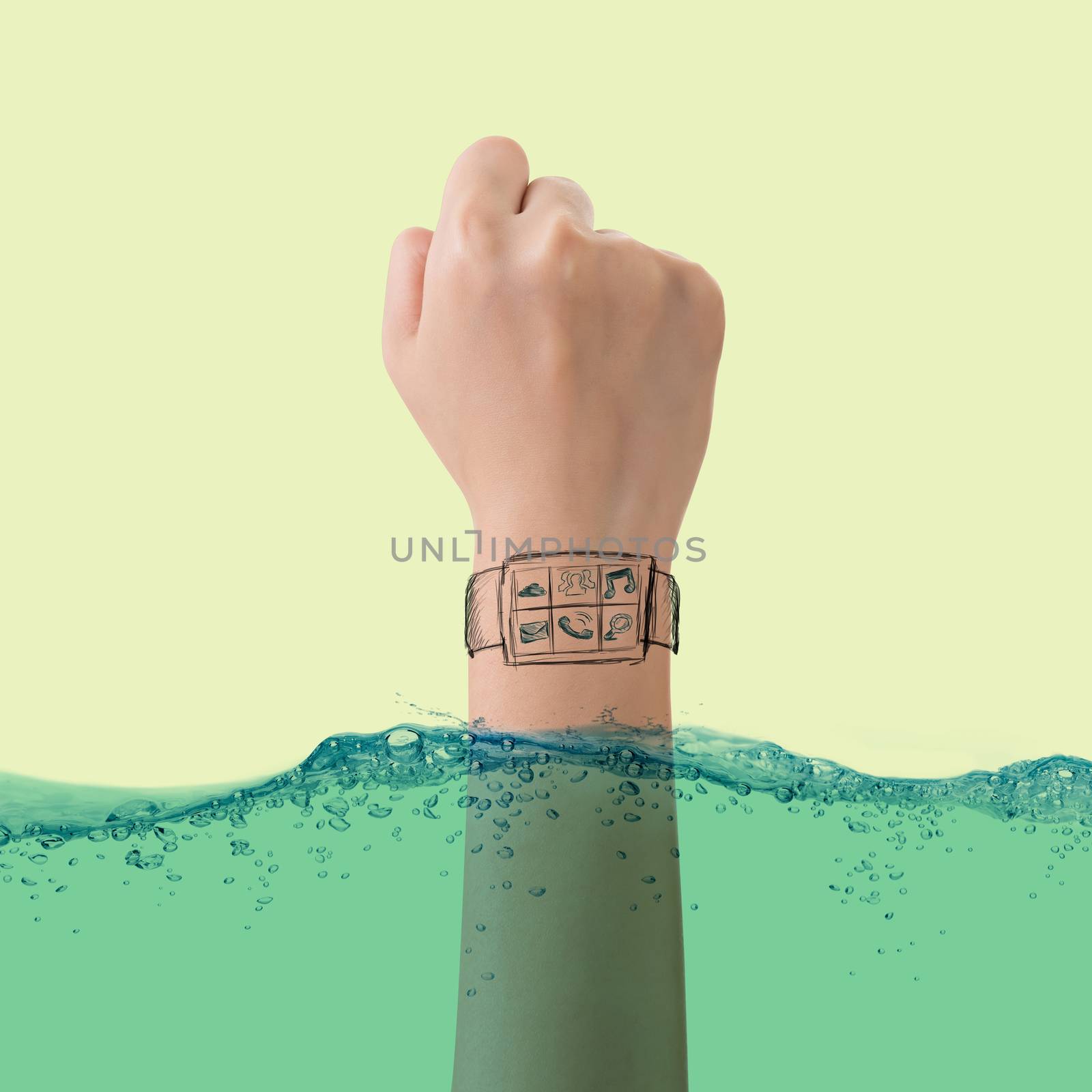 Smart watch concept of waterproof, growth, new, come out etc.