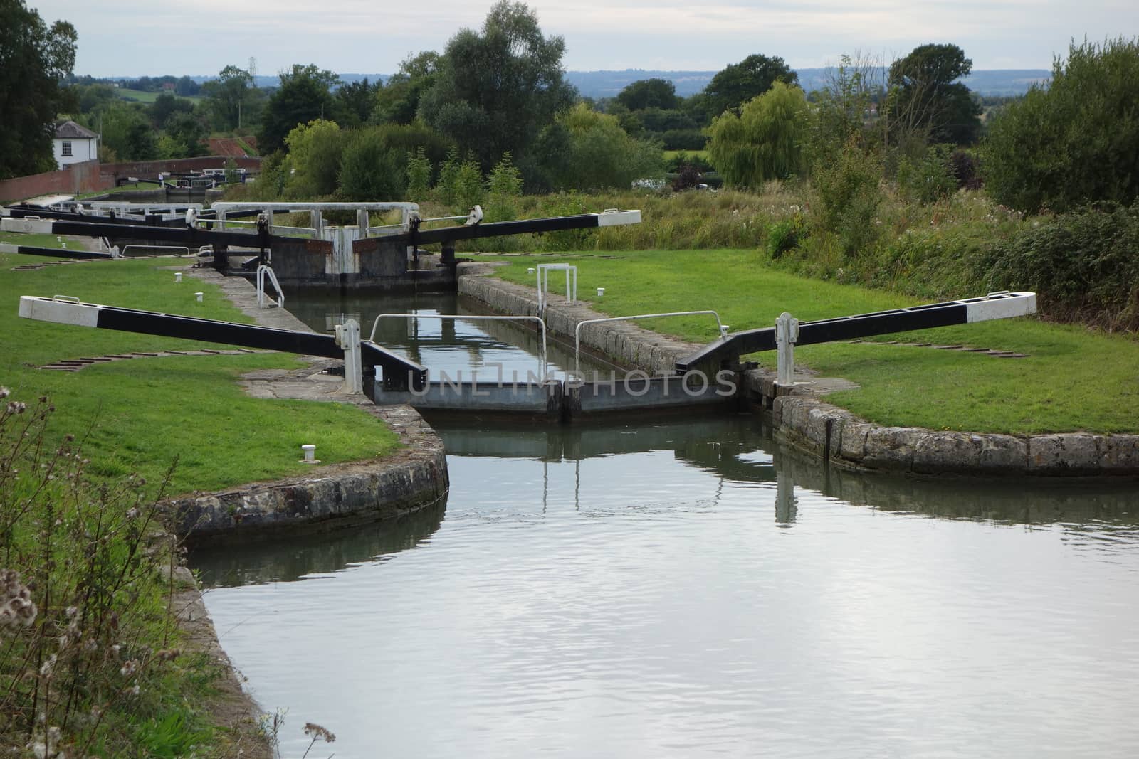 Some of the twenty-nine Caen Hill Locks on the Kennet and Avon canal