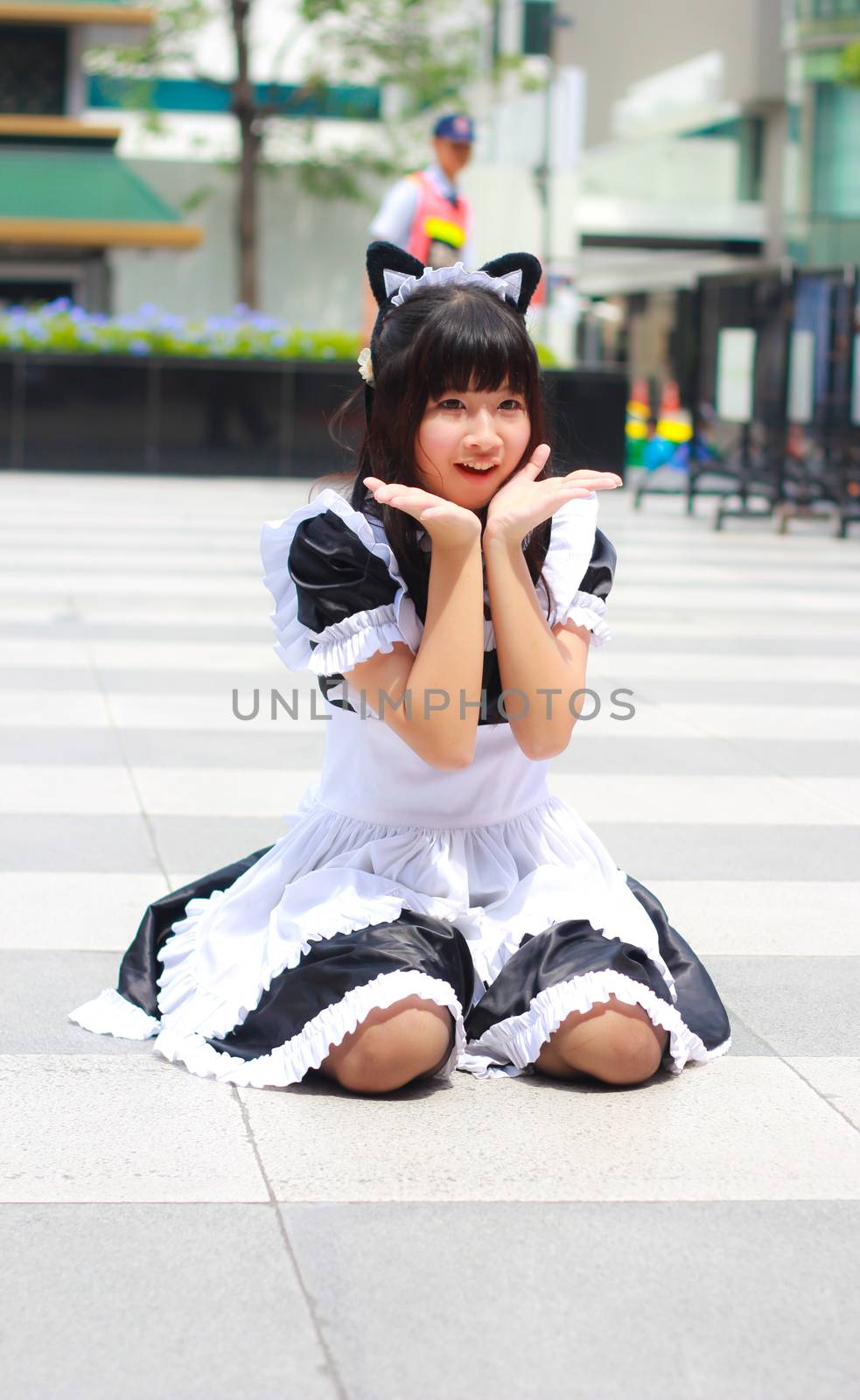 Bangkok - Aug 31: An unidentified Japanese anime cosplay pose  on August 31, 2014 at Central World, Bangkok, Thailand.