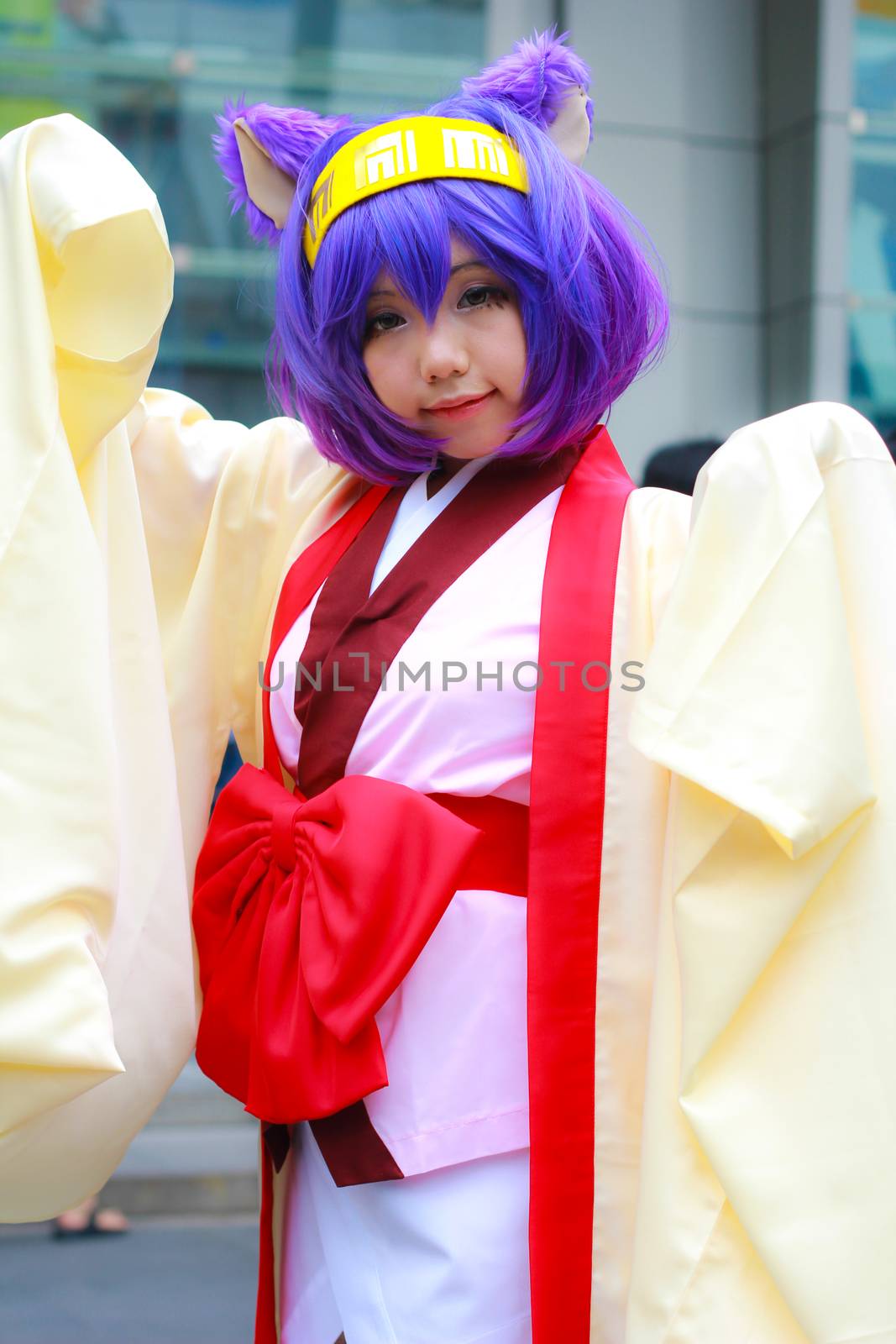 Bangkok - Aug 31: An unidentified Japanese anime cosplay hatsuse izuna pose  on August 31, 2014 at Central World, Bangkok, Thailand.