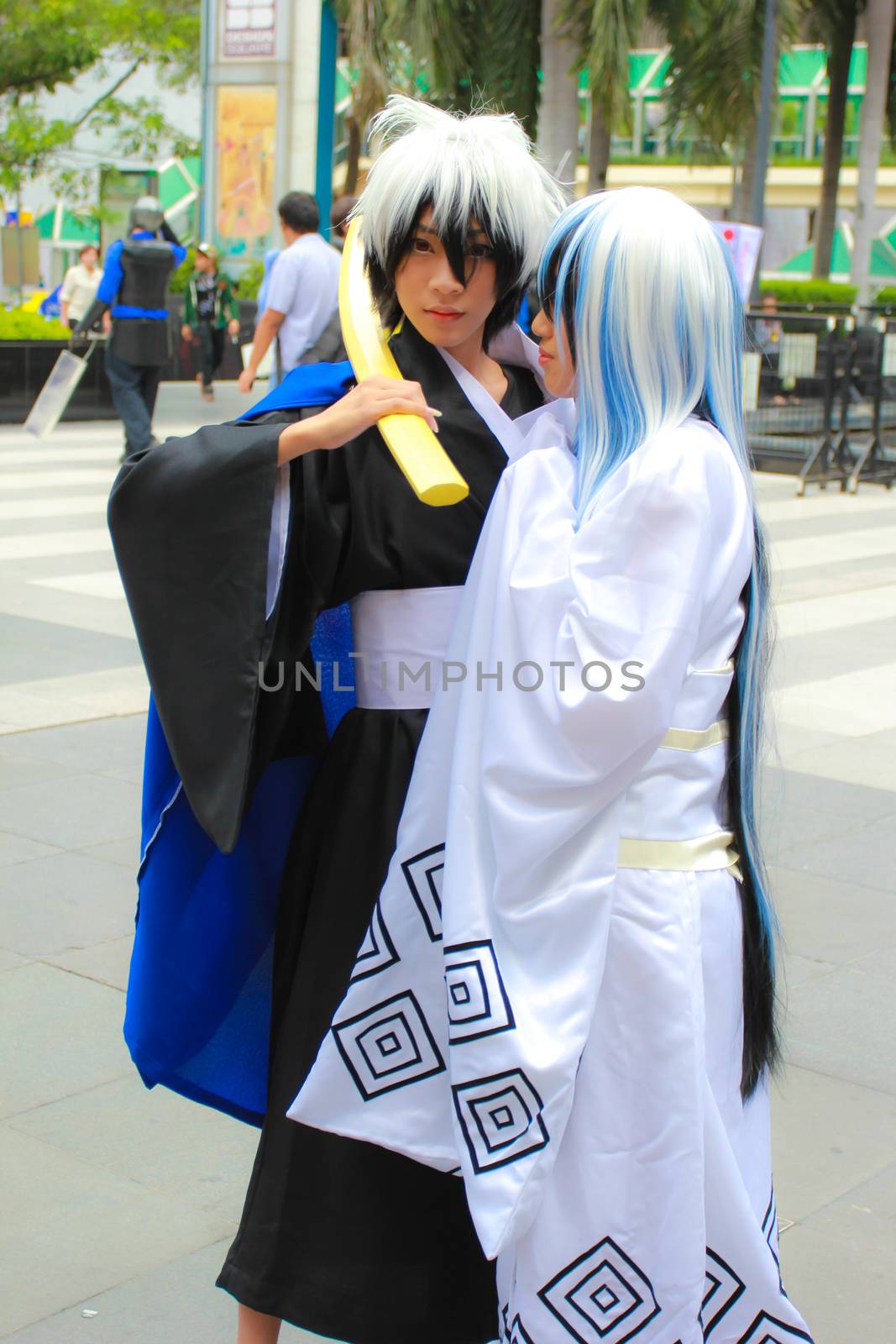 Bangkok - Aug 31: An unidentified Japanese anime cosplay Nura Rikuo  pose  on August 31, 2014 at Central World, Bangkok, Thailand.