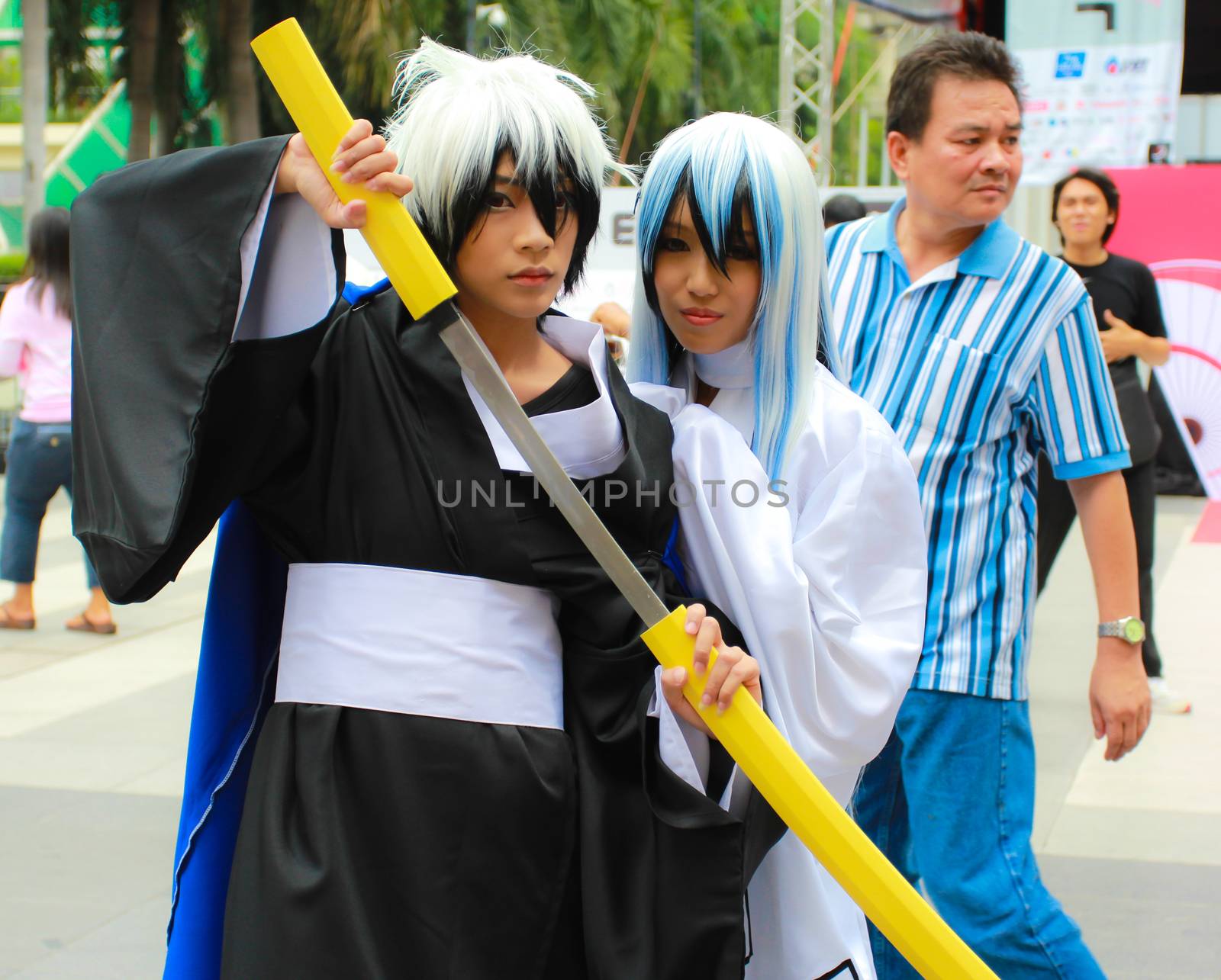 Bangkok - Aug 31: An unidentified Japanese anime cosplay Nura Rikuo pose  on August 31, 2014 at Central World, Bangkok, Thailand.