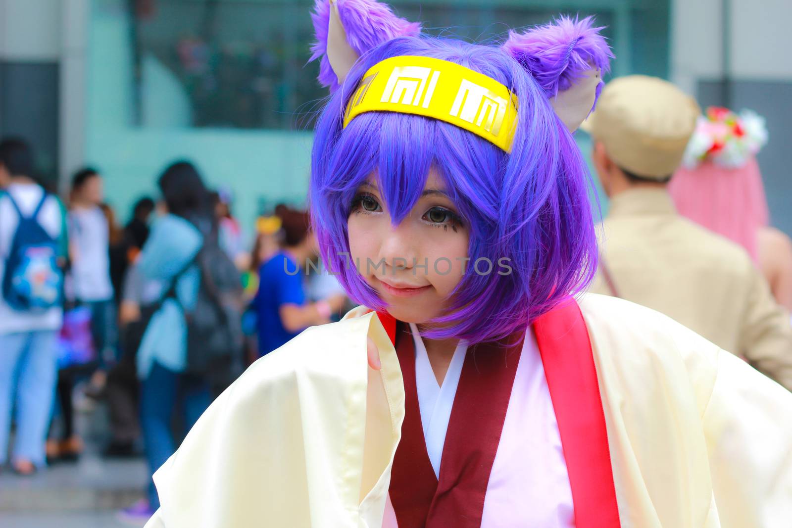 Bangkok - Aug 31: An unidentified Japanese anime cosplay hatsuse izuna pose  on August 31, 2014 at Central World, Bangkok, Thailand.