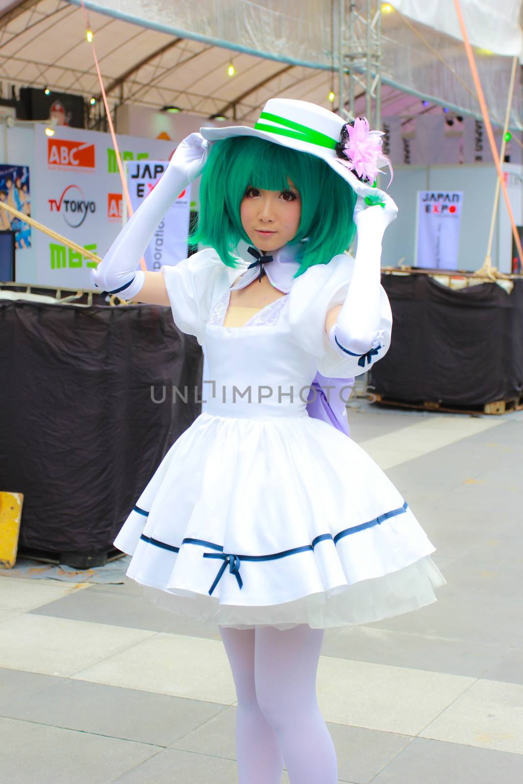 Bangkok - Aug 31: An unidentified Japanese anime cosplay pose  on August 31, 2014 at Central World, Bangkok, Thailand.