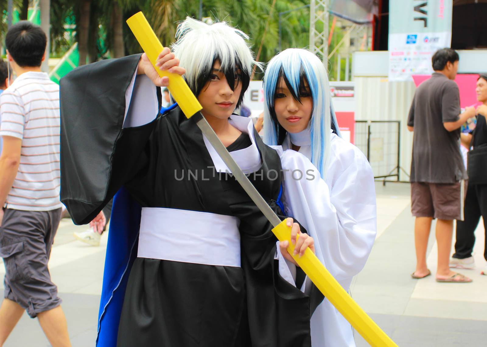 Bangkok - Aug 31: An unidentified Japanese anime cosplay Nura Rikuo pose  on August 31, 2014 at Central World, Bangkok, Thailand.