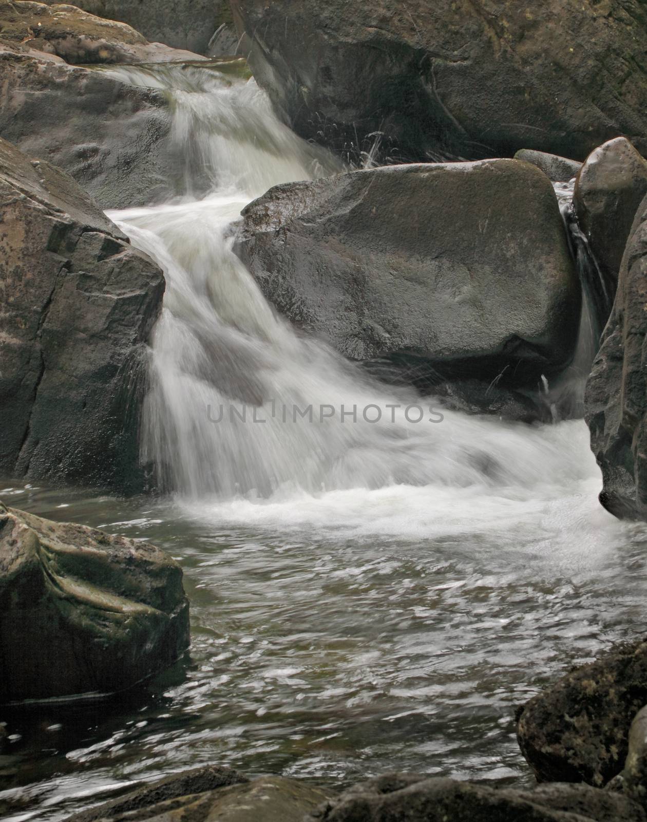 This is one of a series of waterfalls on the Afon Gamlan, a river in the Snowdonia National Park, in Wales, UK.