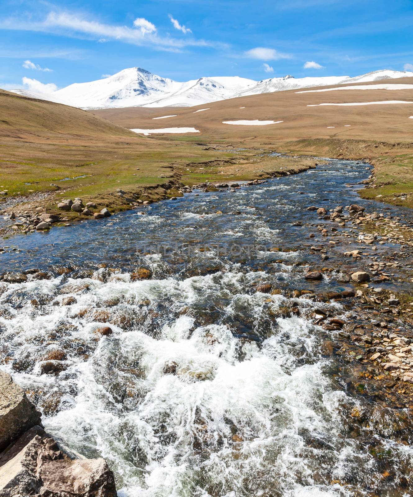 Stream flowing from melting snow on the Pontic Mountains in Northern Turkey