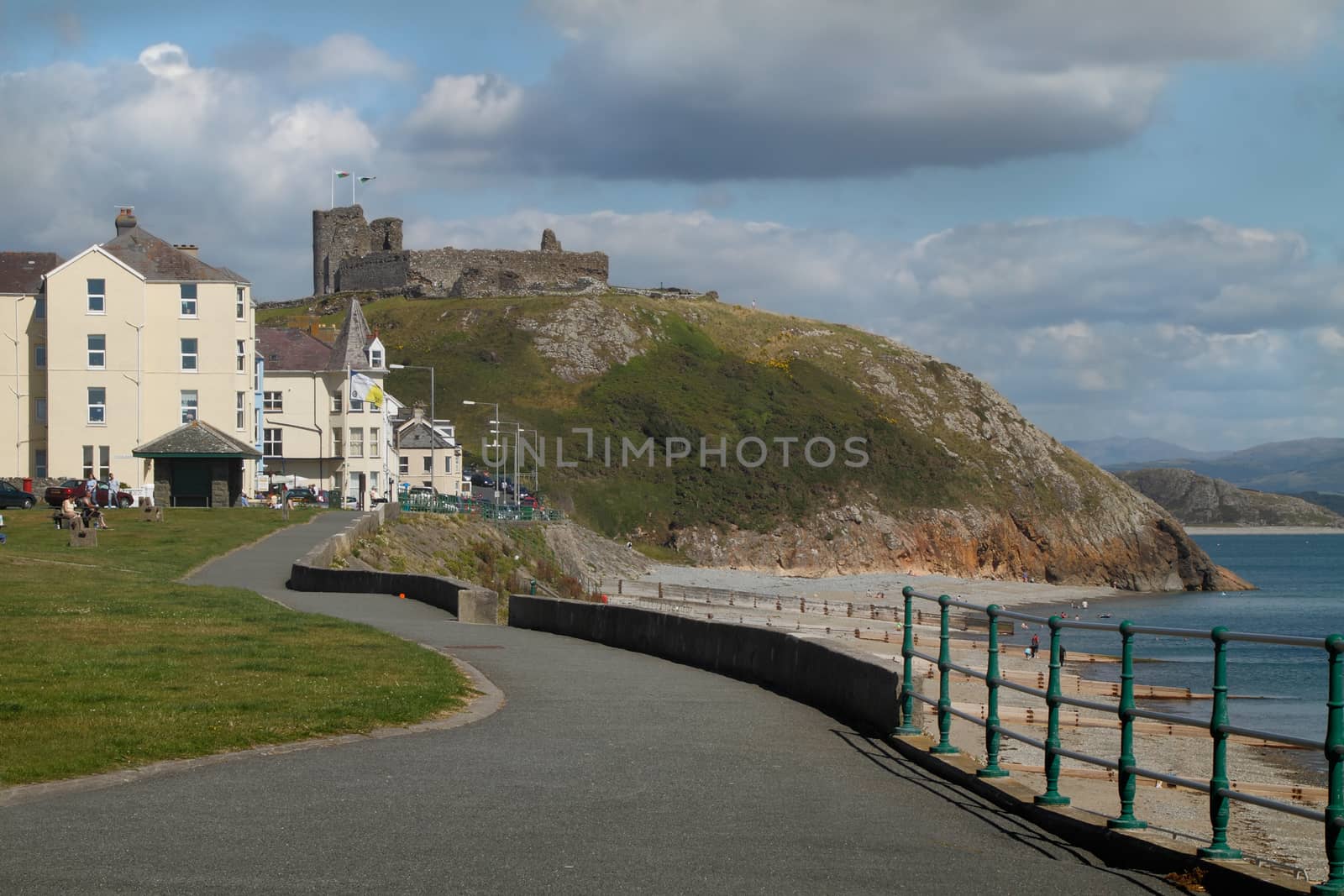 Criccieth is a small seaside resort in Wales UK, with a ruined castle on a hilltop.