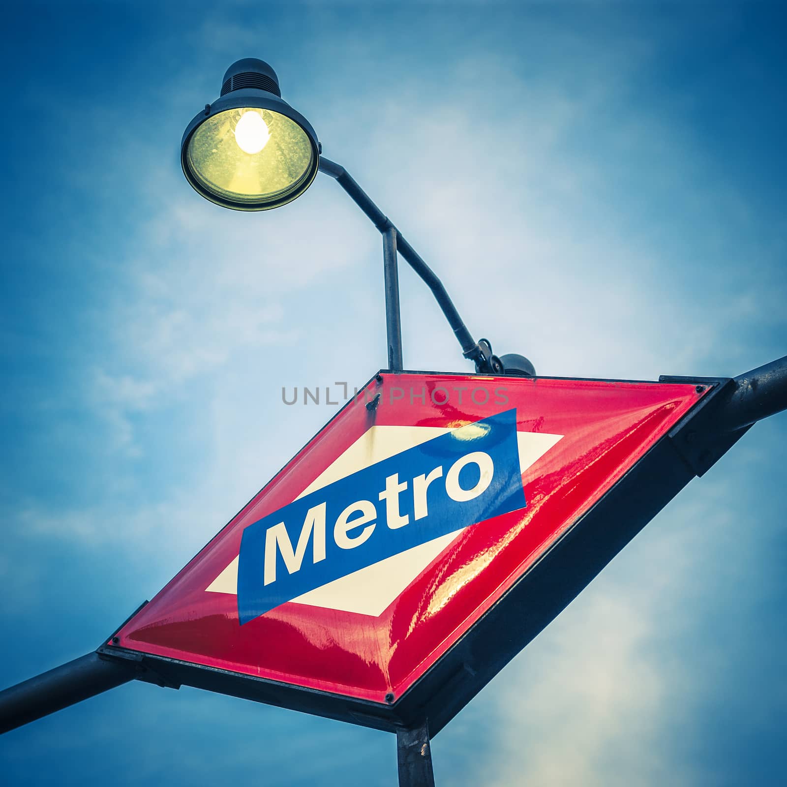Metro Station Sign in Madrid, Spain, Europe 