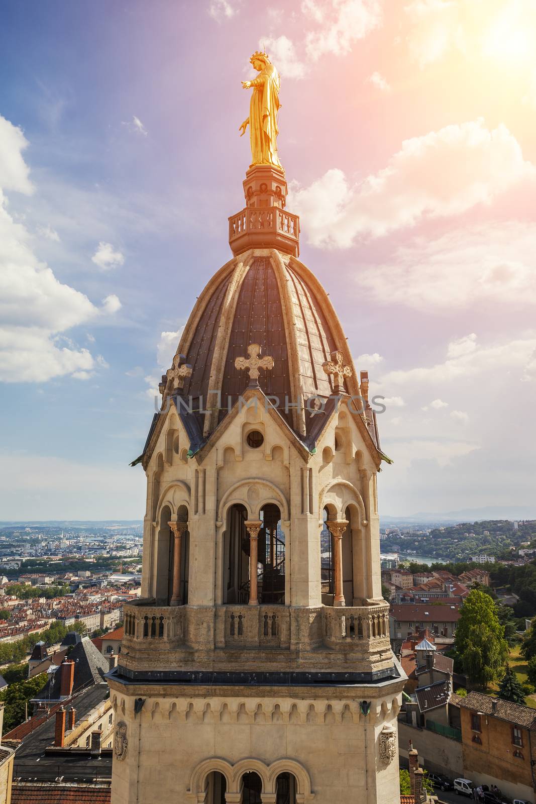 Famous Golden Statue of Virgin Mary, Lyon, Europe.