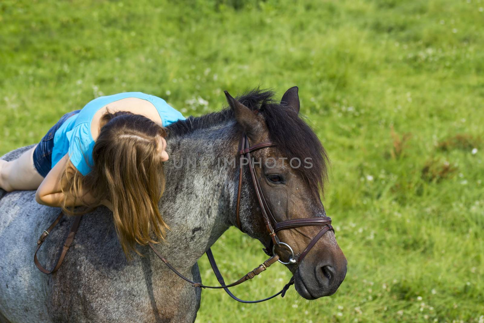 young girl and her horse by miradrozdowski