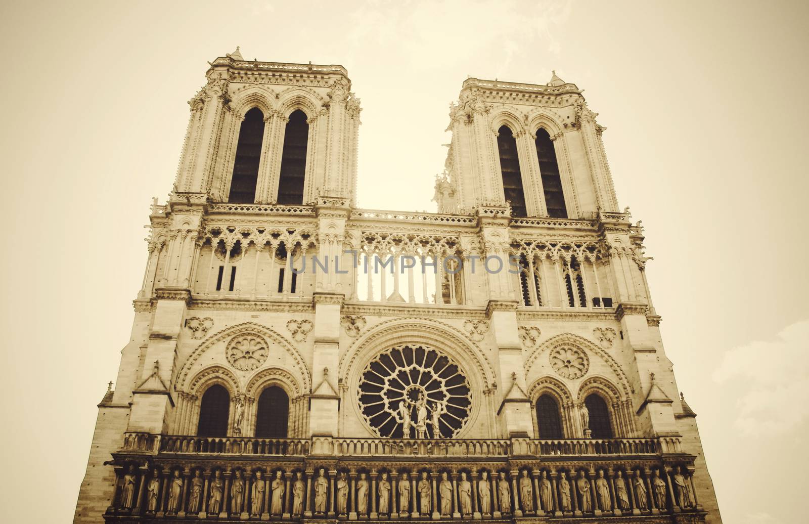 Notre Dame de Paris with sepia toned