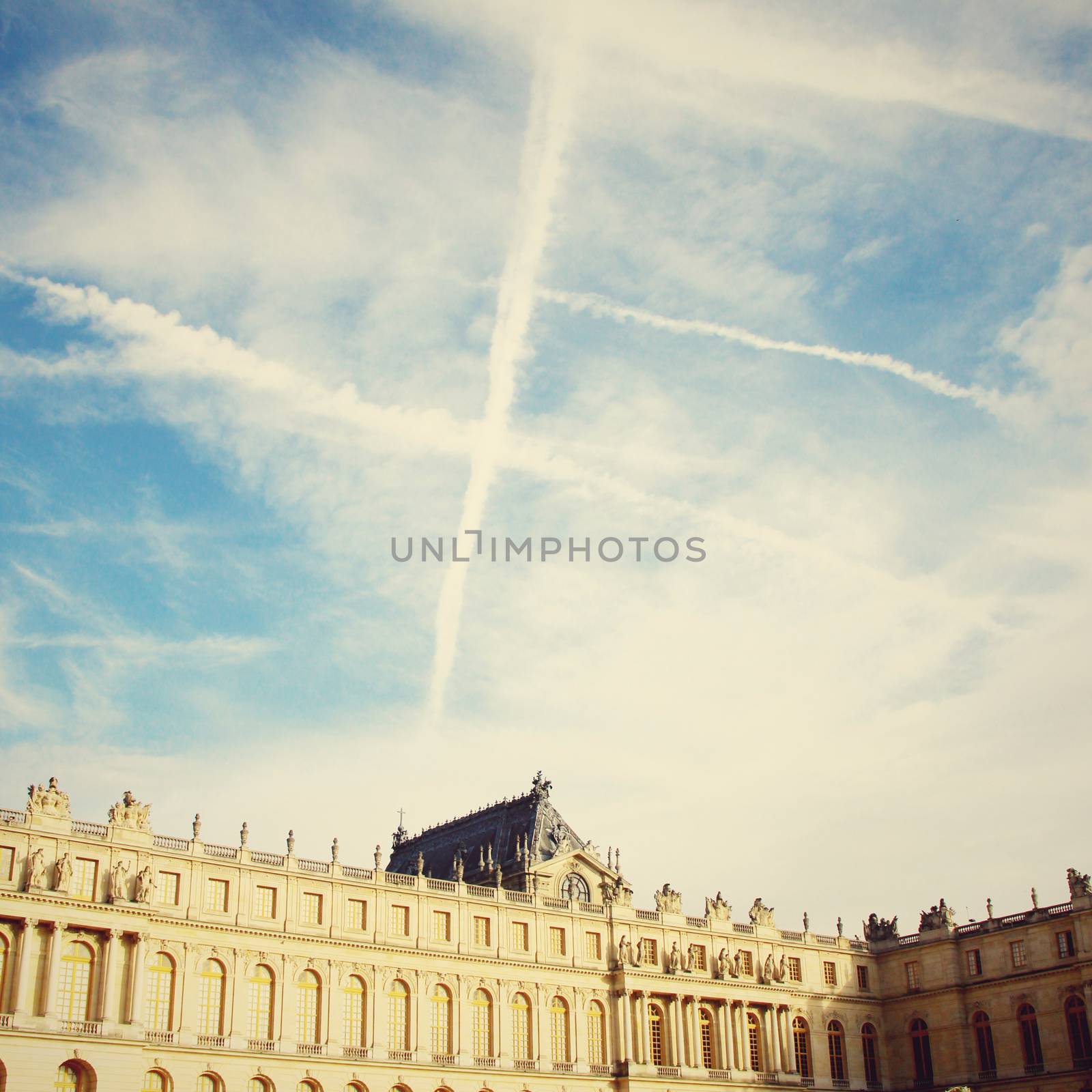 Chateau de Versailles and sky with Retro Filter Effect  by nuchylee
