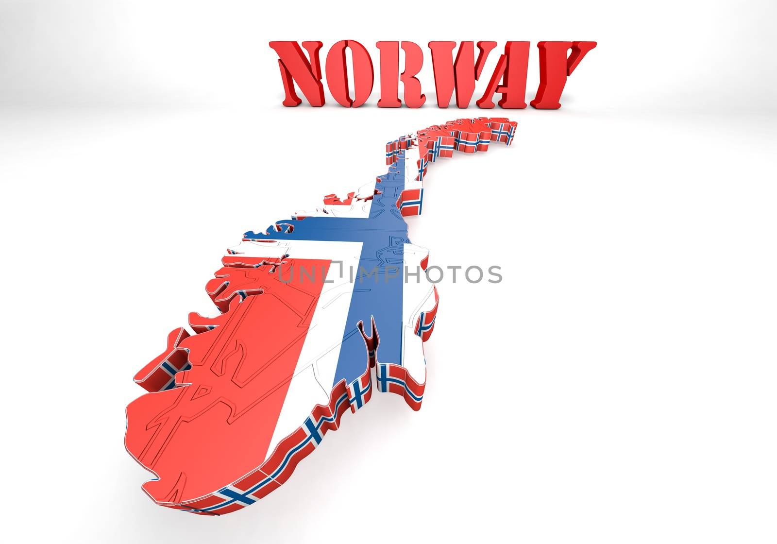 3D Map illustration of Switzerland with flag