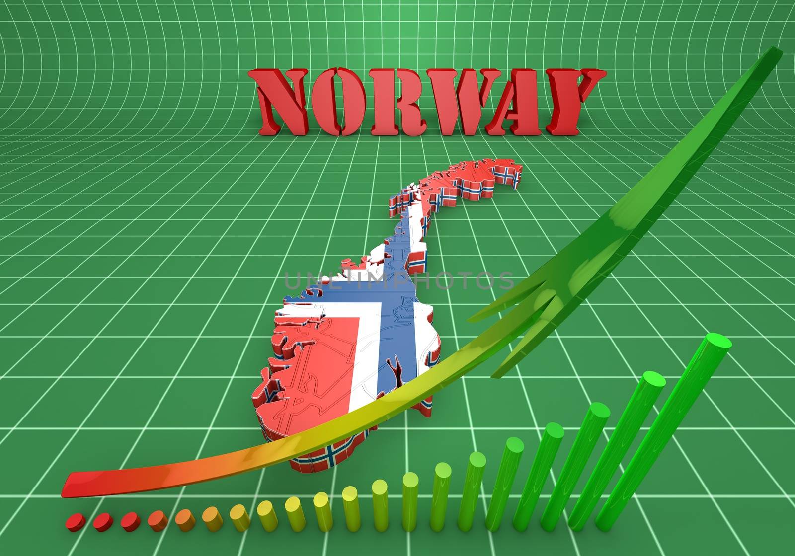 3D Map illustration of Switzerland with flag