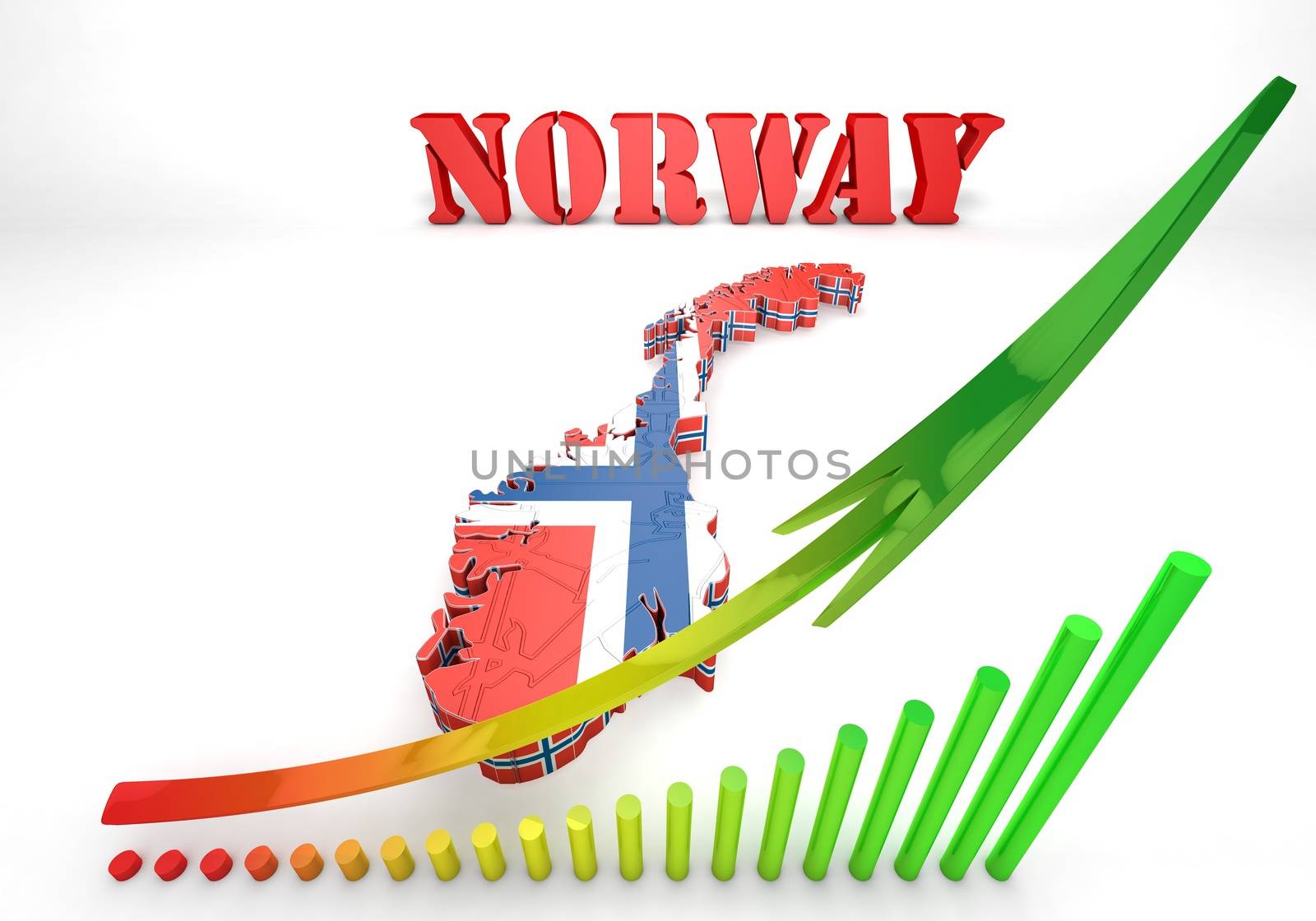 3D Map illustration of Switzerland with flag