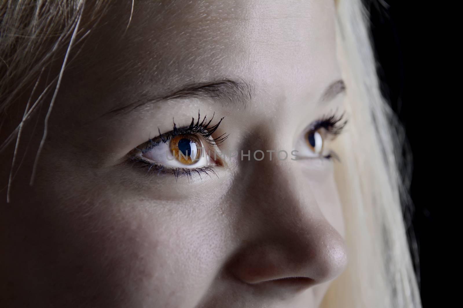 young blond woman with beautiful eyes