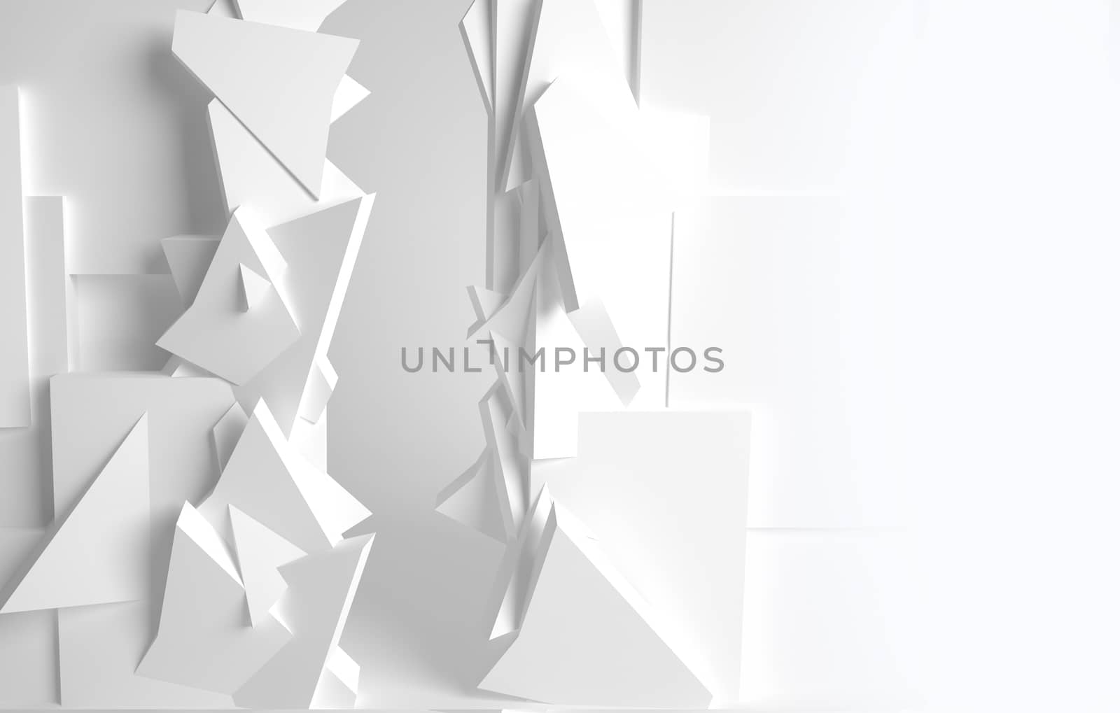 White room, 3d space with various forms