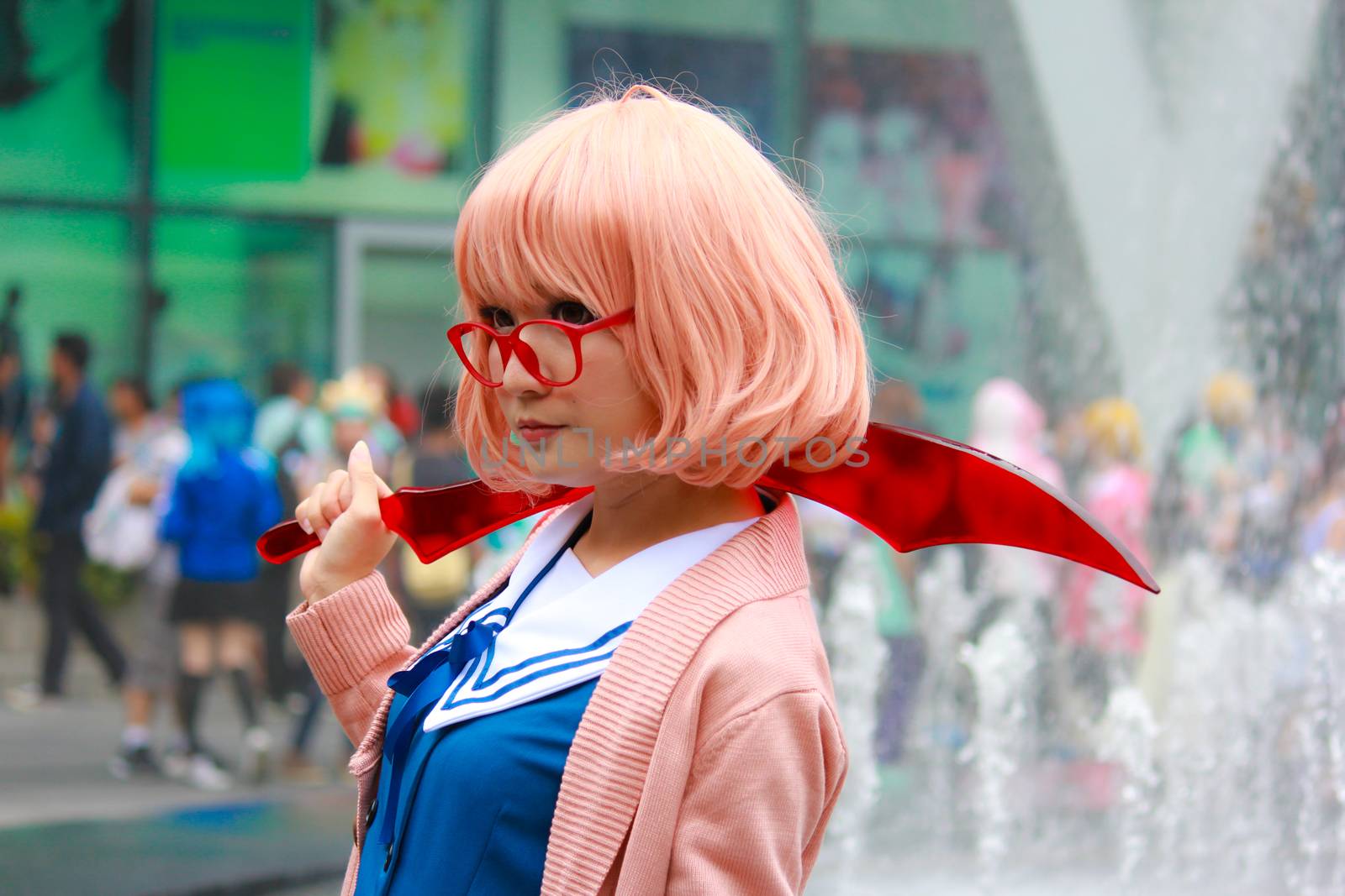 Bangkok - Aug 31: An unidentified Japanese anime cosplay Mirai Kuriyama pose  on August 31, 2014 at Central World, Bangkok, Thailand.