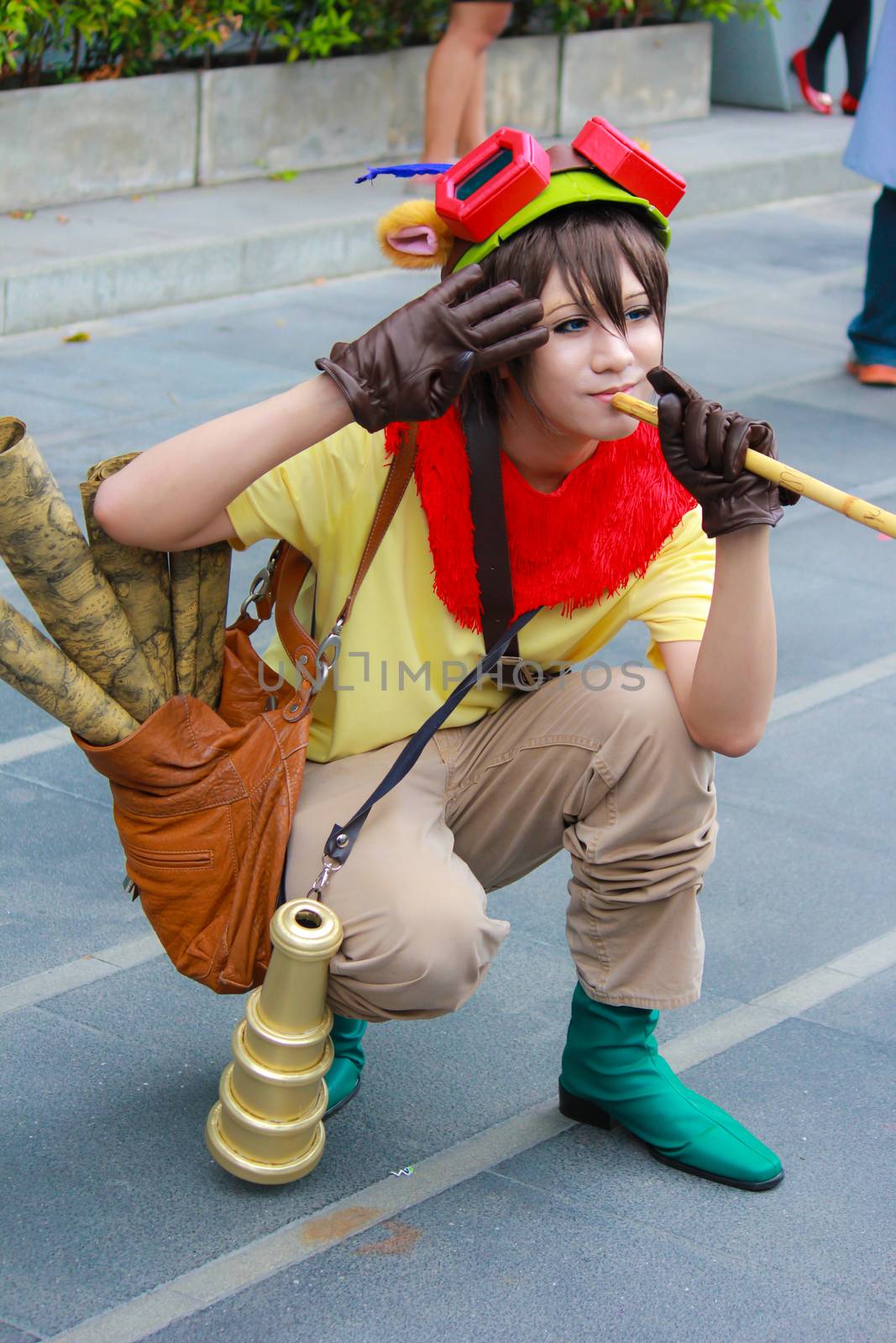 Bangkok - Aug 31: An unidentified Japanese anime cosplay pose  on August 31, 2014 at Central World, Bangkok, Thailand.