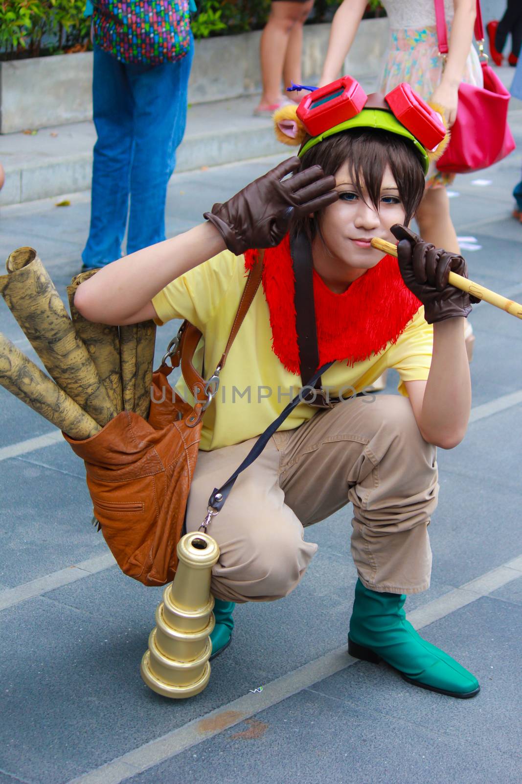 Bangkok - Aug 31: An unidentified Japanese anime cosplay pose  on August 31, 2014 at Central World, Bangkok, Thailand.