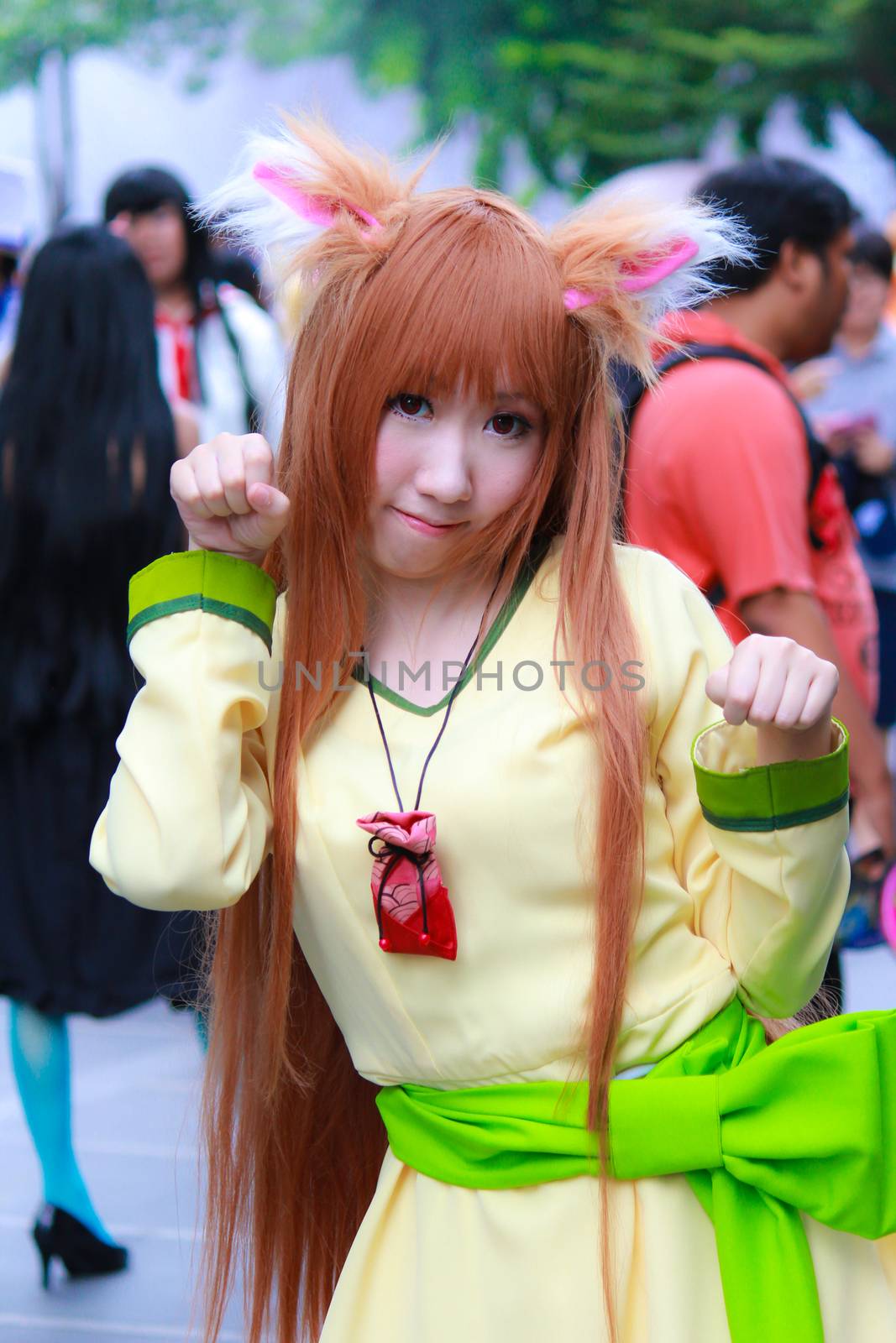 Bangkok - Aug 31: An unidentified Japanese anime cosplay pose  on August 31, 2014 at Central World, Bangkok, Thailand.