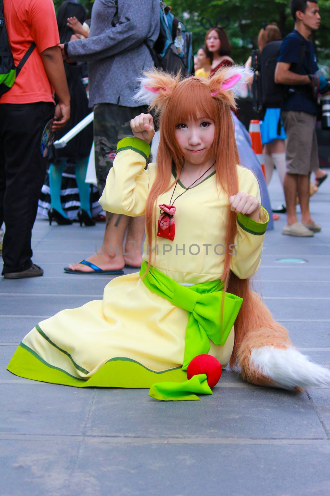 Bangkok - Aug 31: An unidentified Japanese anime cosplay pose  on August 31, 2014 at Central World, Bangkok, Thailand.