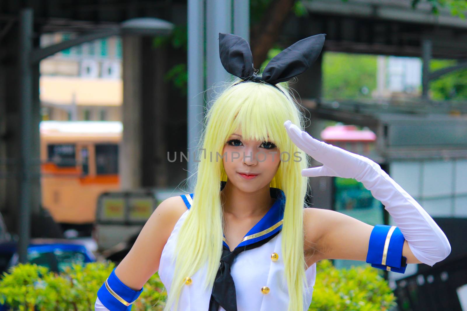 Bangkok - Aug 31: An unidentified Japanese anime cosplay pose  on August 31, 2014 at Central World, Bangkok, Thailand.