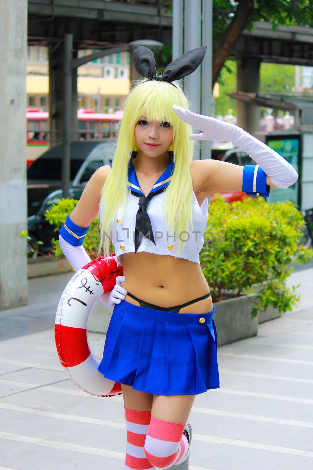 Bangkok - Aug 31: An unidentified Japanese anime cosplay pose  on August 31, 2014 at Central World, Bangkok, Thailand.