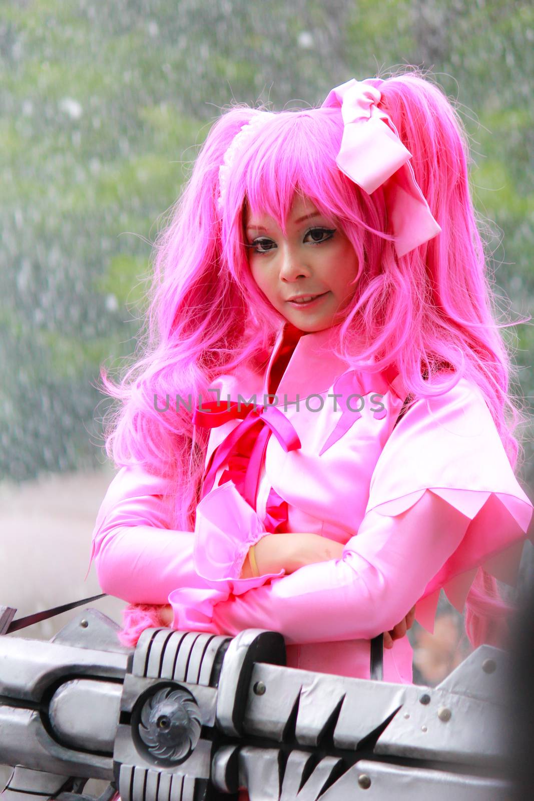 Bangkok - Aug 31: An unidentified Japanese anime cosplay Mine pose  on August 31, 2014 at Central World, Bangkok, Thailand.