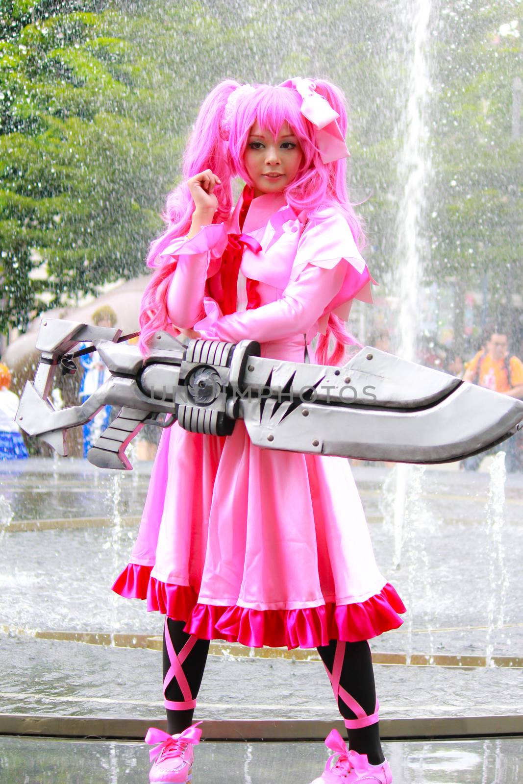 Bangkok - Aug 31: An unidentified Japanese anime cosplay Mine pose  on August 31, 2014 at Central World, Bangkok, Thailand.