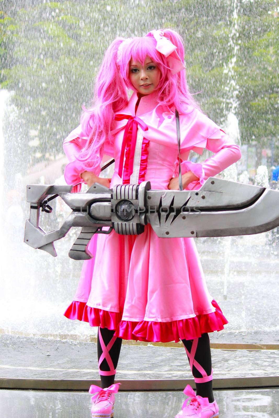 Bangkok - Aug 31: An unidentified Japanese anime cosplay Mine pose  on August 31, 2014 at Central World, Bangkok, Thailand.