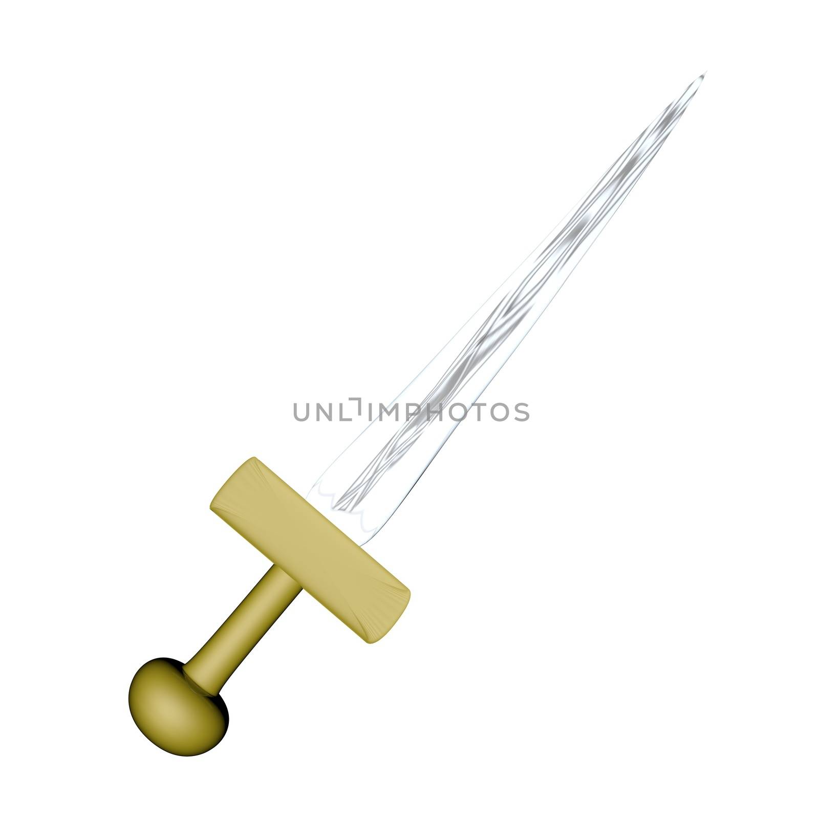 Ancient sword isolated over white, 3d render