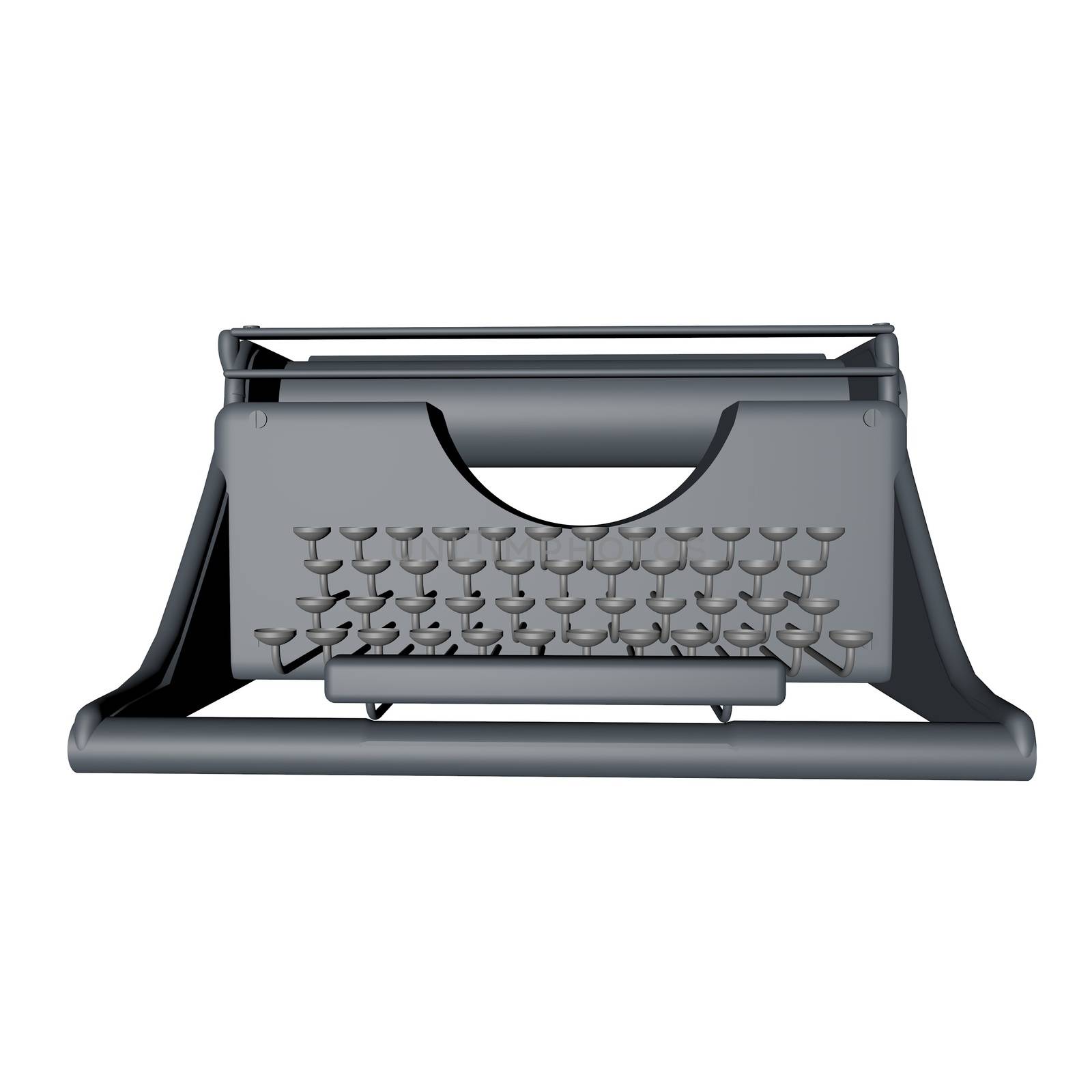 Typewriter isolated over white background, 3d render