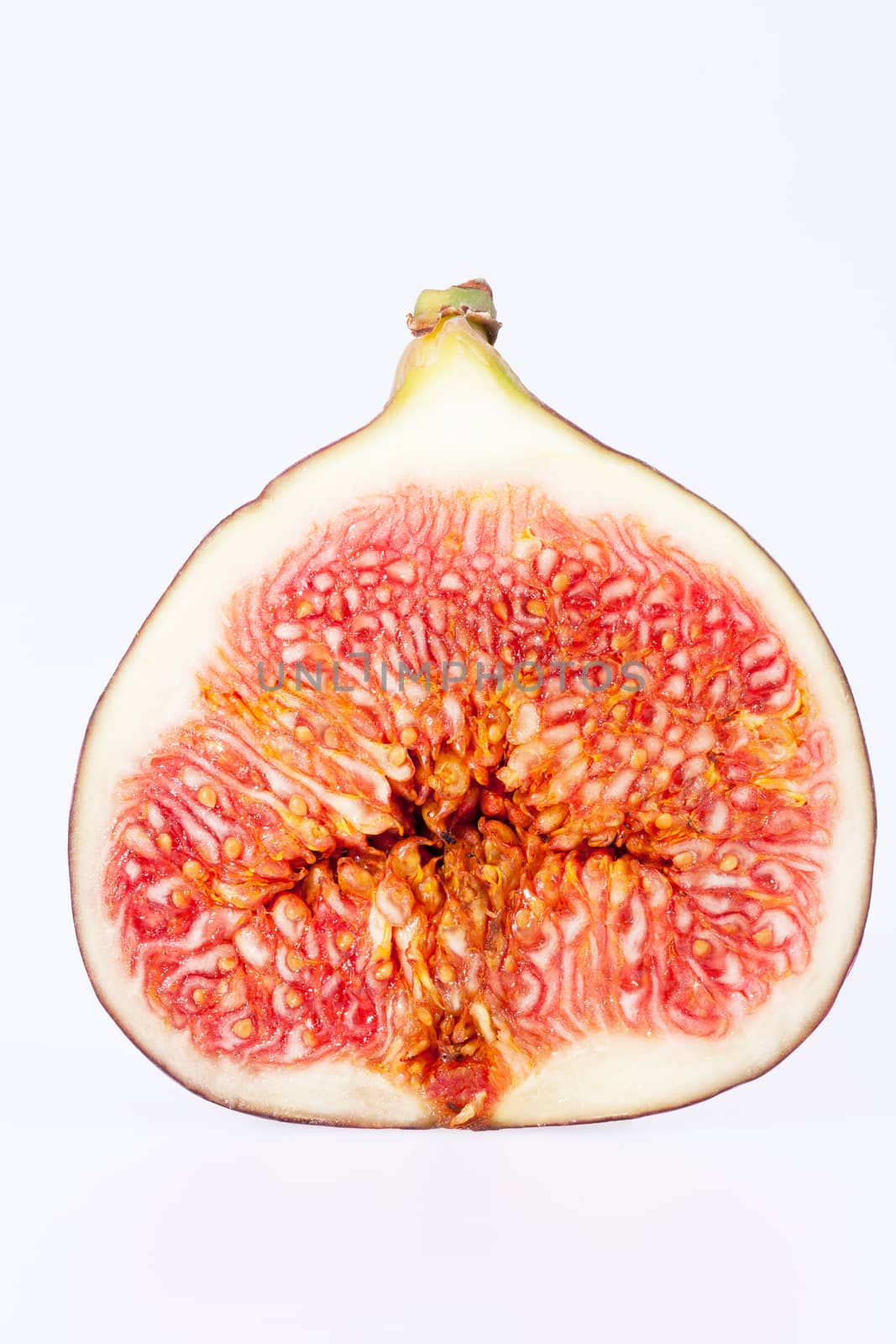 fruit of sectioned fresh fig isolated on white background