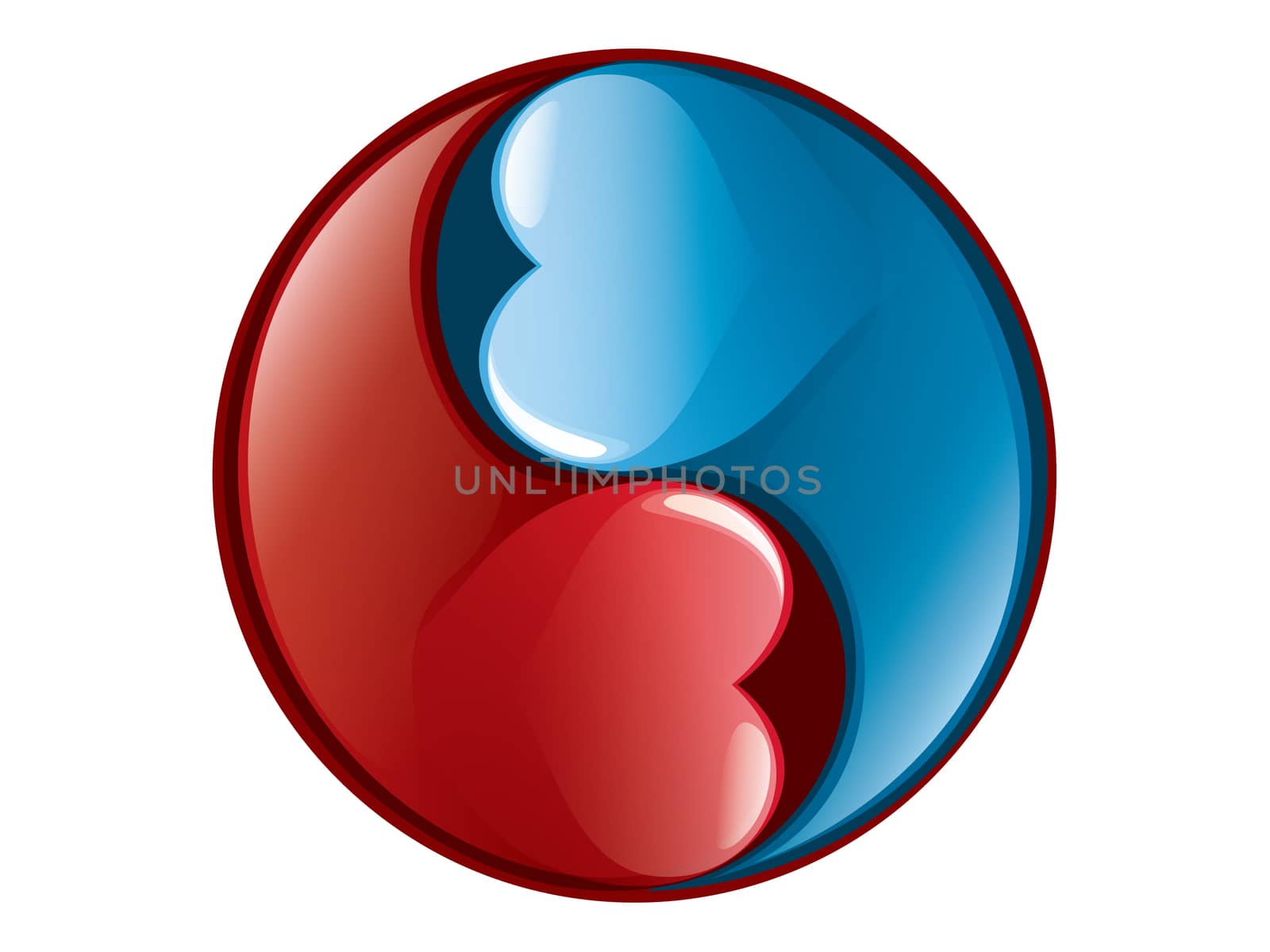 red and blue hearts composed the symbol dao