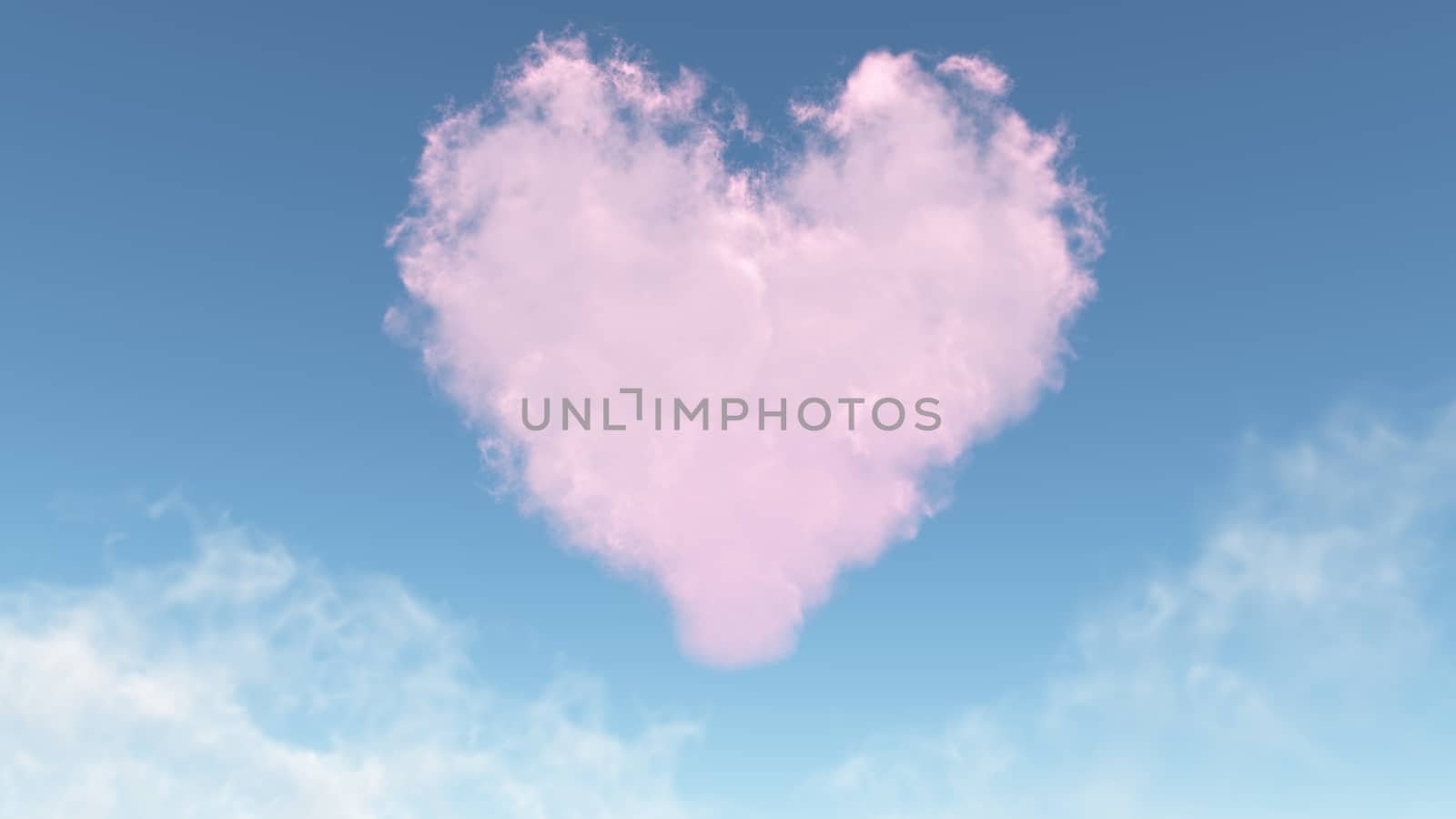 beautiful pink heart composed from the clouds